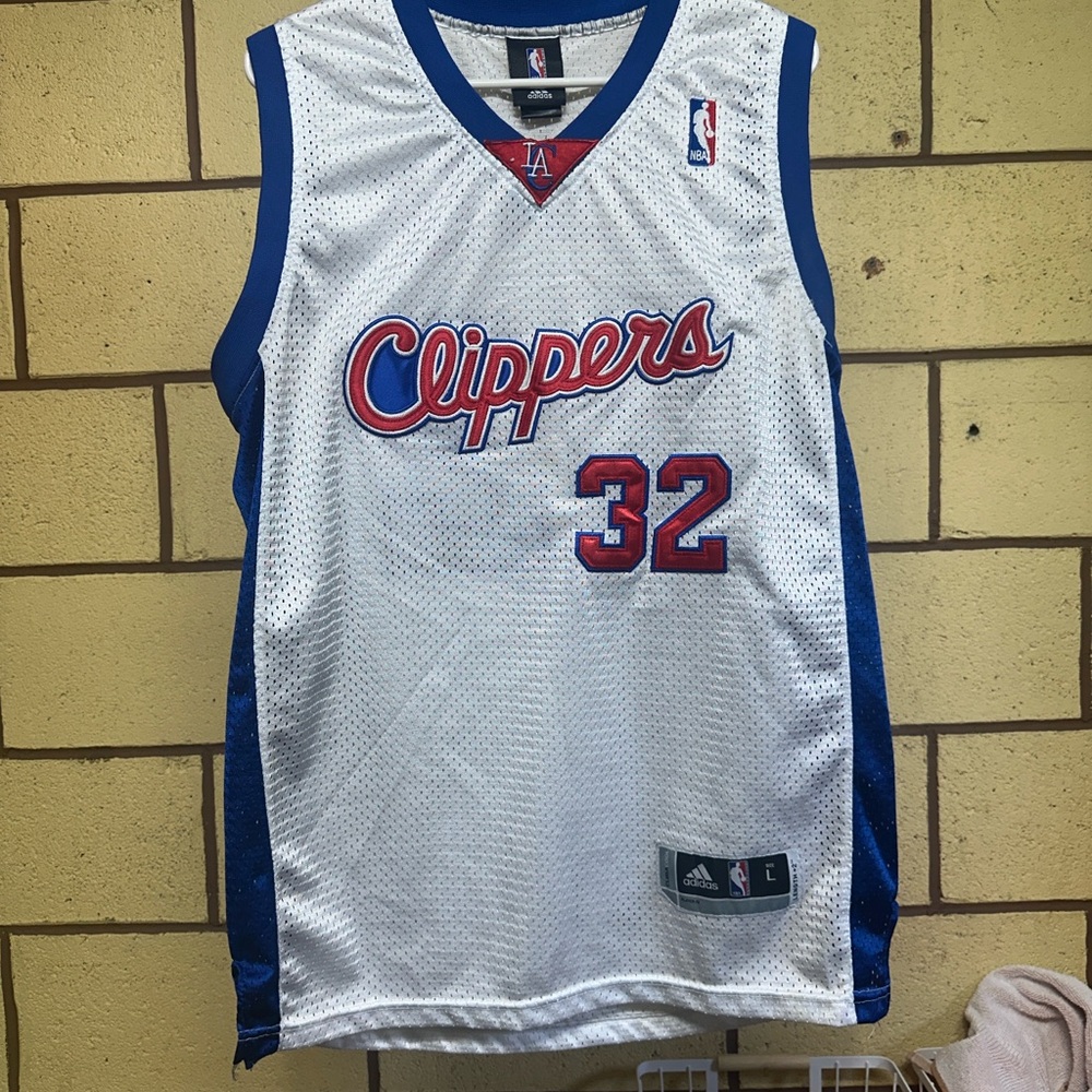 adidas White and Blue Clippers Jersey
